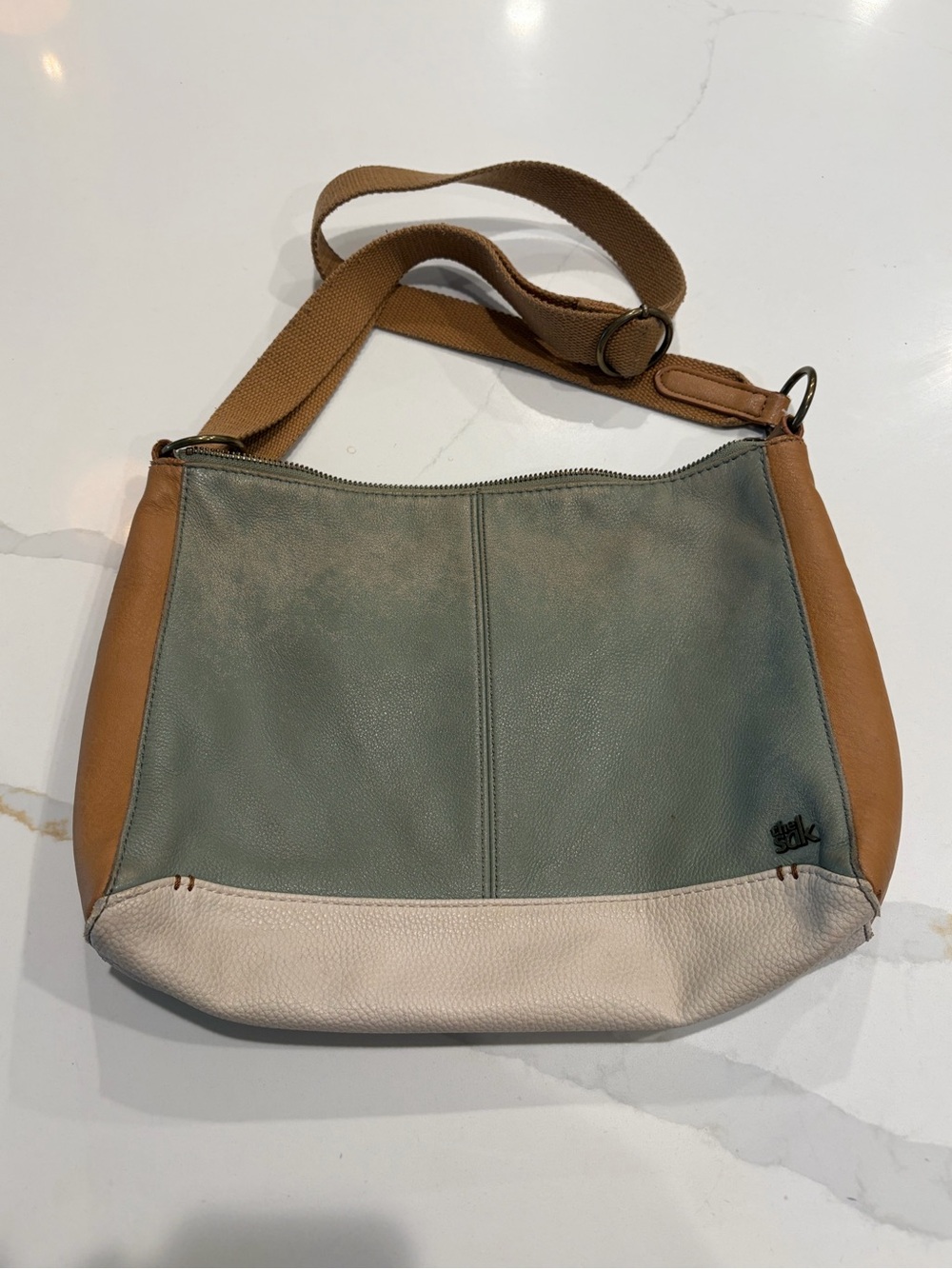 The Sak Tri-Color Leather Shoulder Bag - Sage, Tan & Cream